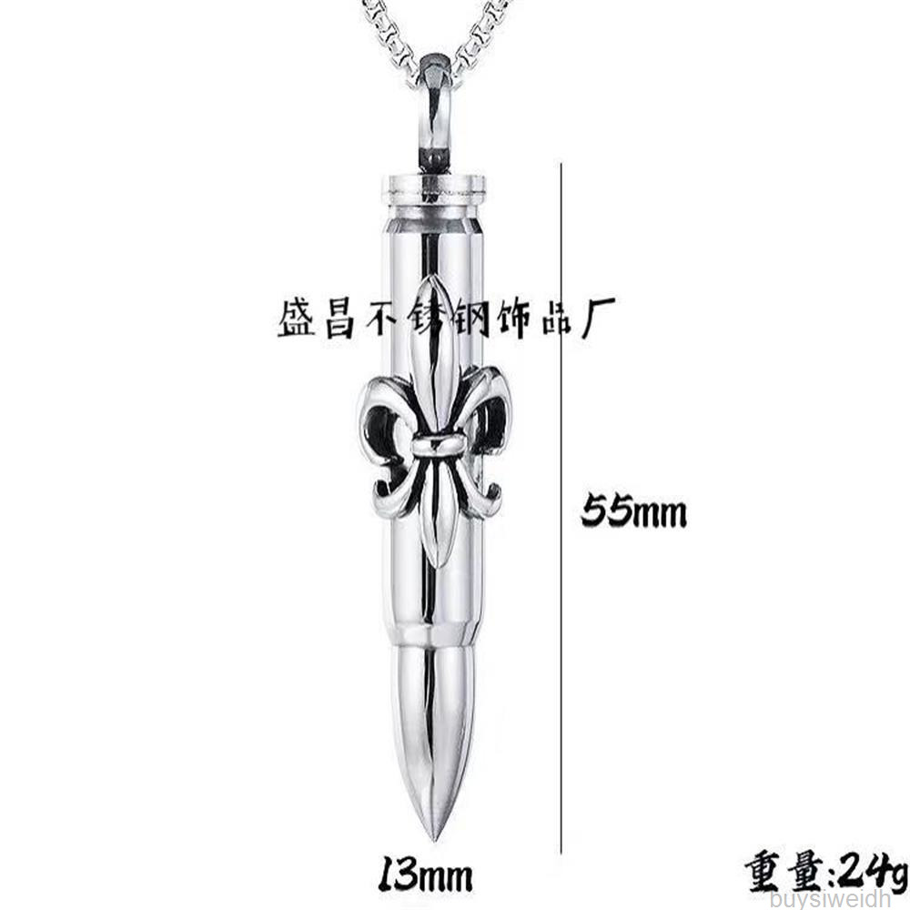 

Designer Chrome Pendant Necklace Creative Accessories Titanium Steel Bullet Cast Men's Hearts Original Lover Gifts Cross Ch Chain 743G