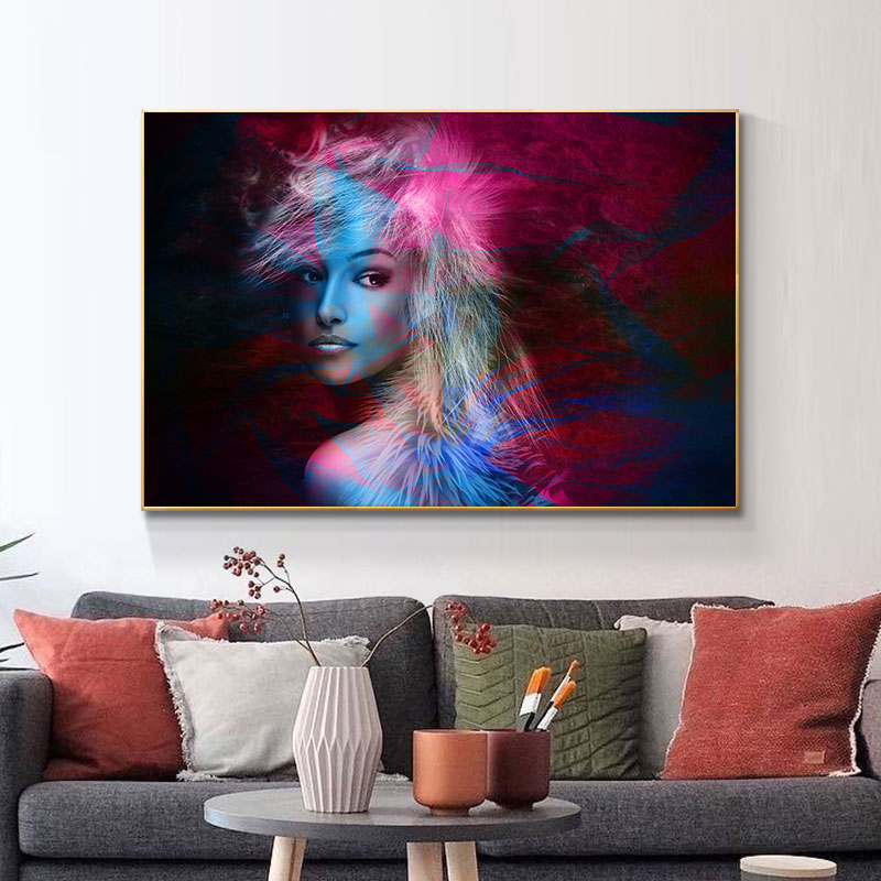 

Modern Abstract Women Hair Posters and Prints Wall Art Canvas Painting Abstrac Portrait Pictures for Living Room Home Decor
