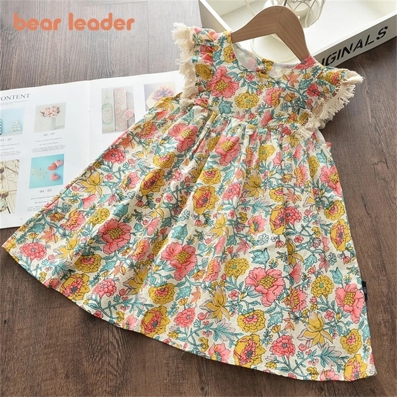 

Bear Leader Girls Floral Dresses Fashion Sweet Kids Flowers Costumes Children Sleeveless Vestidos Toddler Baby Clothing 220614, Ah4913black