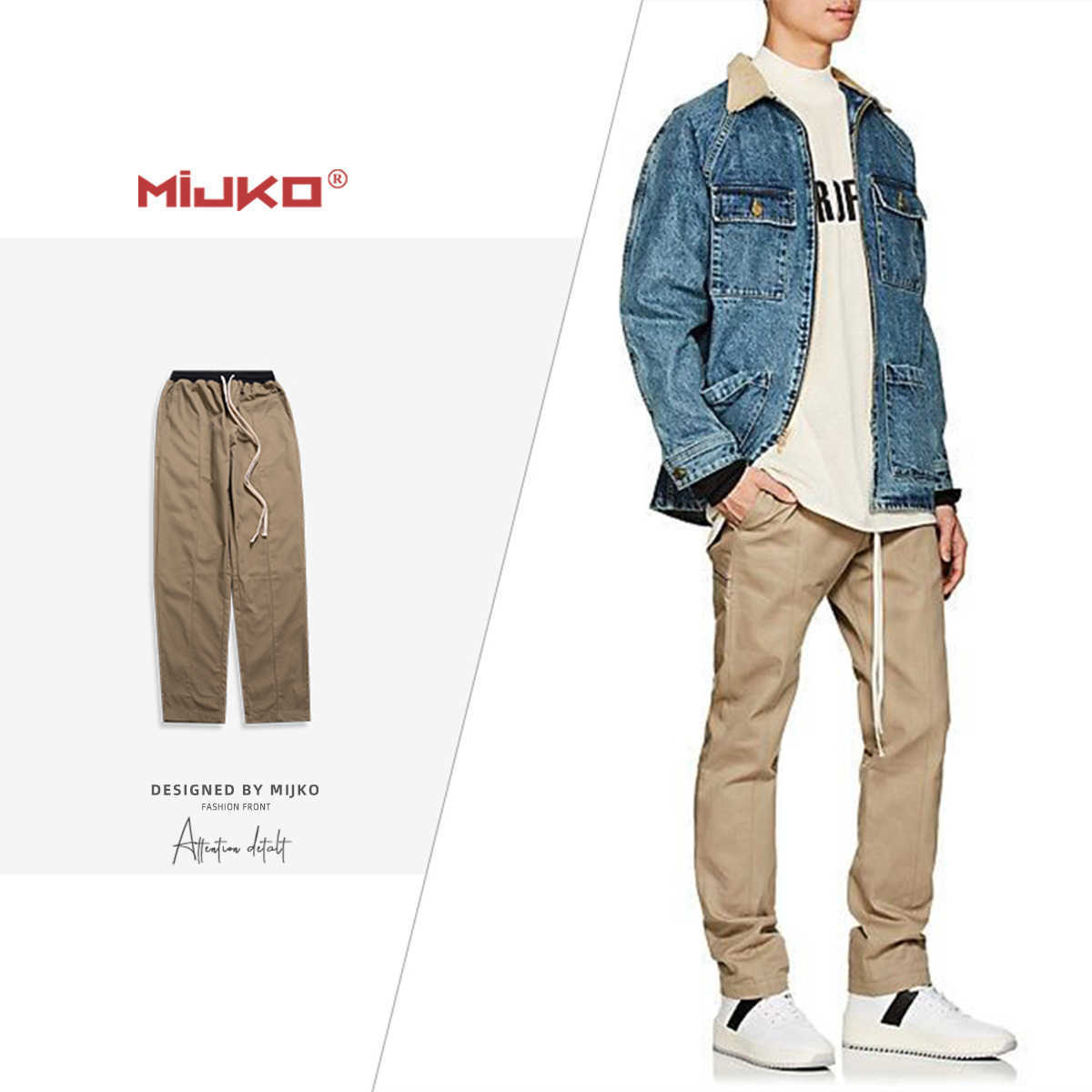 

Men's Pants Mijko men's wear women's autumn and winter new adaptation Daddy Long men's and women's same Unisex basic casual pants fashion brand, Black