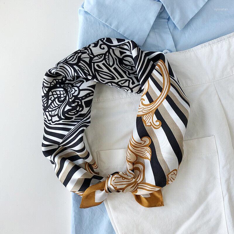 

Scarves 100% Silk Scarf Unisex Man Women Vintage Flower Neckerchief Headband 53 53cmScarves
