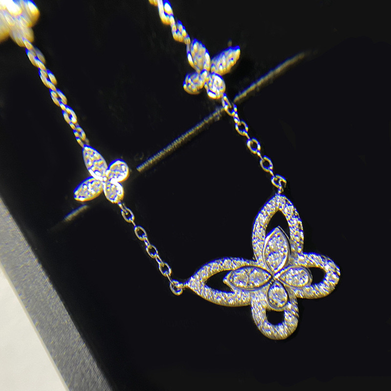 

Choucong Brand 5 Butterfly Pendant Luxury Jewelry 925 Sterling Silver Pave White Sapphire CZ Diamond Gemstones Eternity Women Wedding Clavicle Necklace Gift