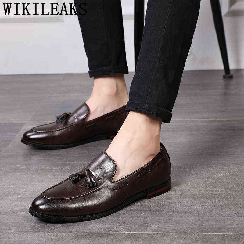 

Dres Shoe Formal Shoe Men Leather Office Classic Brown Loafer Elegant Luxury Italian Brand Chausure Homme 220723, Auburn