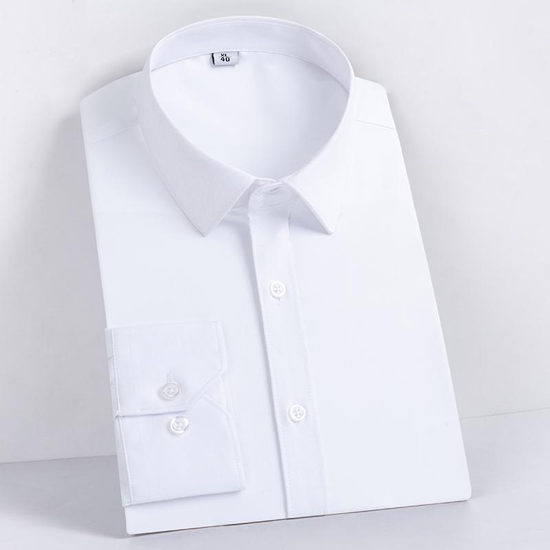 

Men's Dress Shirts Bamboo Fiber Material Men's Business Formal Wear Long Sleeve Button Down Shirt Male Office White Collar Work Regular