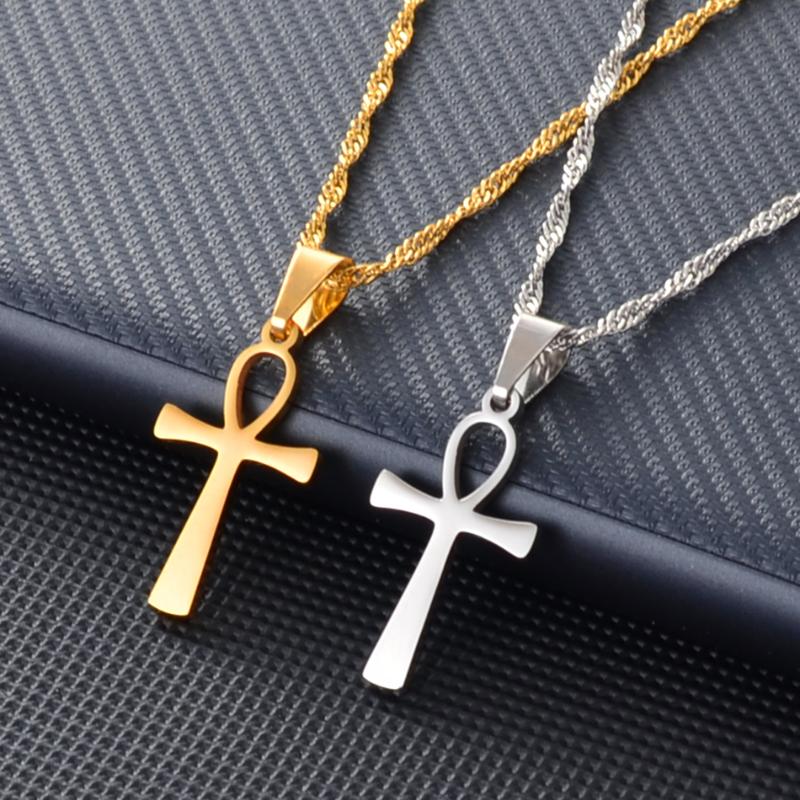 

Pendant Necklaces Anniyo Small Cross Ankh Necklace Woman Girls Gold Color/Silver Color African Charm Jewelry Egypt Nile Key Chain #165821