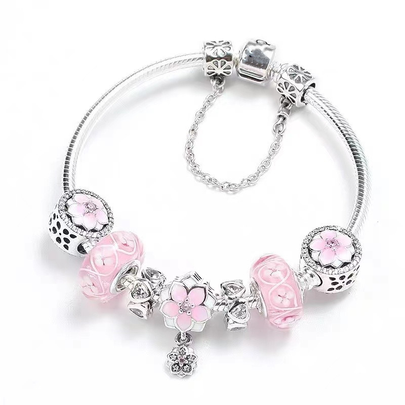 Swarovski element s925 Sterling Silver Bracelet link Pendant Beaded DIY Bracelet Women's Set Bead-image-774561965