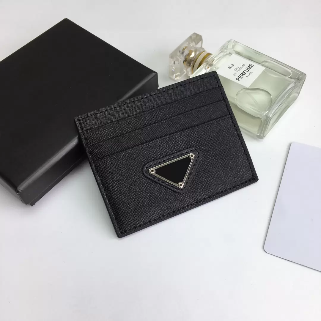 

wholesale fashion black credit woman Card Holders 2MC233 mini wallet high quality genuine leather men Designer pure color card holder Double sided with box, 13