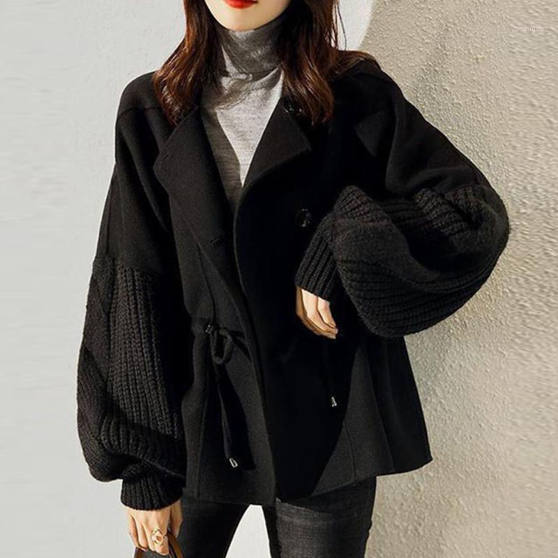 

Women's Jackets 2022 Minimalism Women Cashmere Knit Coat Fashion Long Sleeve Thicken Single-breasted Elegant Casual Fall Winter Lady Jacket, Black