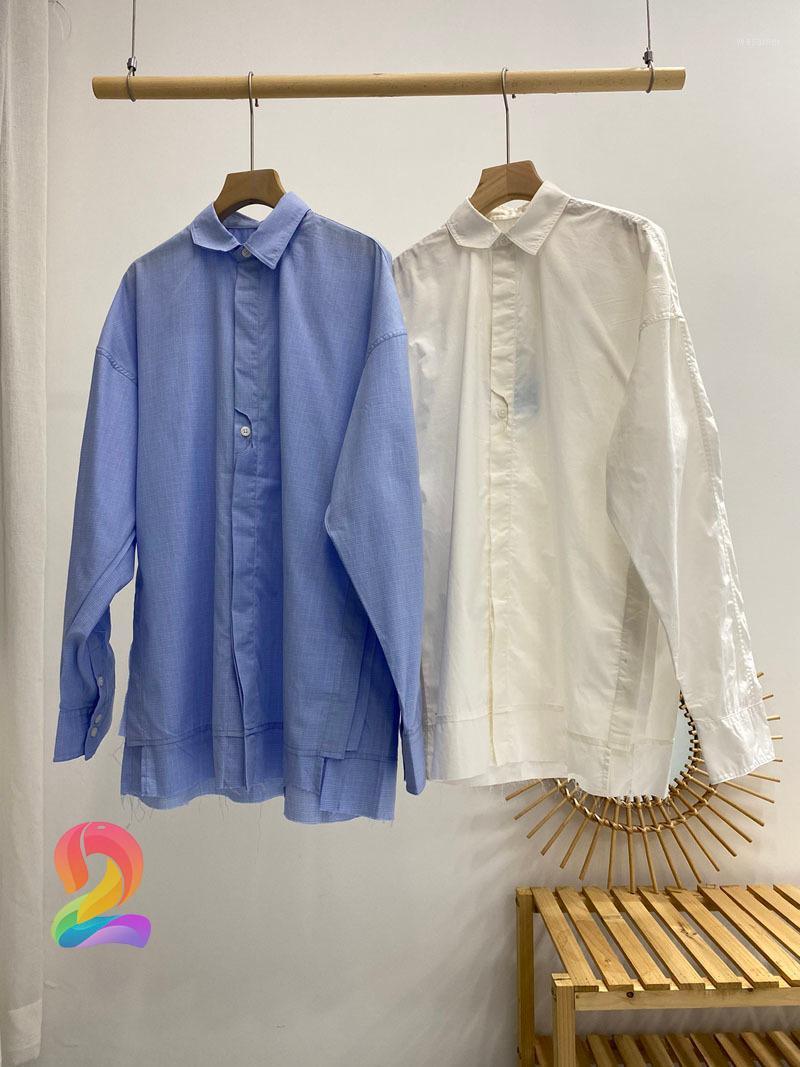 

Ader Error Shirts Incomplete Neckline Loose Hem Shirt Men's Women's Streetwear Genderless Oversize Cotton Casual, Dae-white