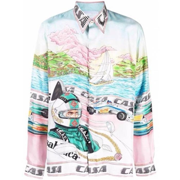 

2022 Casablanc-s Luxury Designer racing silk art shirt 2022 new autumn and winter men luxury shirts