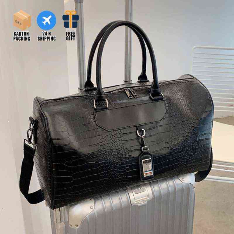 

Duffel Bags Luxury Pattern Vegan Leather Waterproof Duffel Bag Travel Weekend Duffle Bag for Women 220614, Black 4pcs shoebag