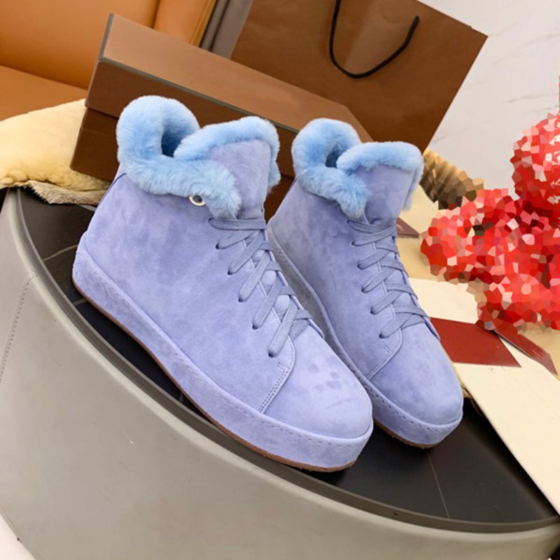 

Fashion-Designer Winter Wool Sneakers Women Lace Up Heightened Shoe Suede High Top Outdoor Vulcanized Shoes Flat Platform Furry Shoes, Color 3