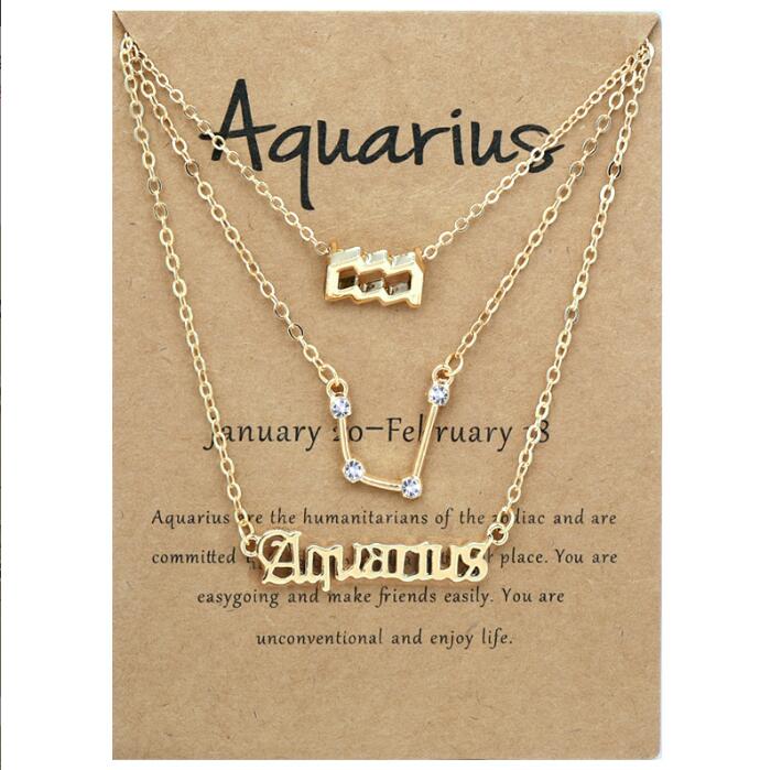 

3pcs 12 Constellation Pendant Necklace Astrology Horoscope Old English Zodiac Sign Necklaces Jewellry with Message Card for Women Girls Jewelry