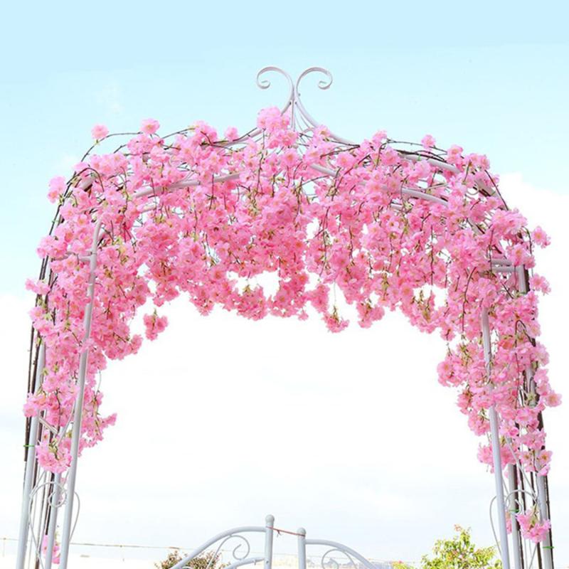 

Decorative Flowers & Wreaths 2.3M Artificial Cherry Blossom Wedding Garland Ivy Decoration Fake Silk Vine For Party Arch Home Decor String, White