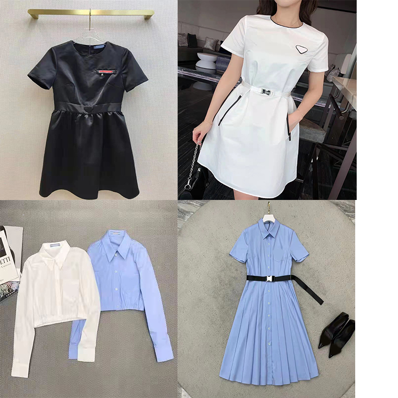 

Luxury P Home Plus size Dresses triangle badge logo couple dress S - L, Customize