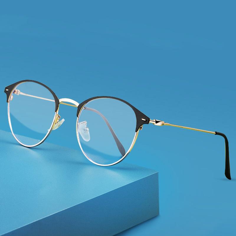 

Sunglasses Retro Round Frame Glasses Female Metal Eyebrow Anti-blue Light Eyeglasses Decoration GogglesSunglasses