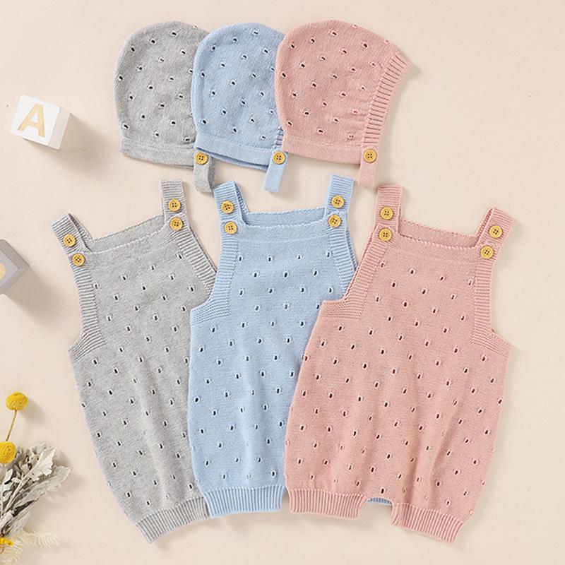 

Jumpsuits Autumn Infant Kids Baby Boy Girl Pure Color Sleeveless Braces Jumpsuit Born Rompers Hat Clothes RompersJumpsuits, 82w907 brown