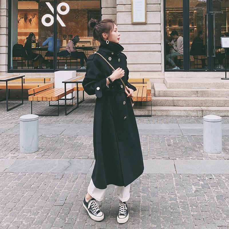 

Women' Wool & Blends Super Handsome And Black Woolen Coat Winter 2022 Korean Style Loose Thin