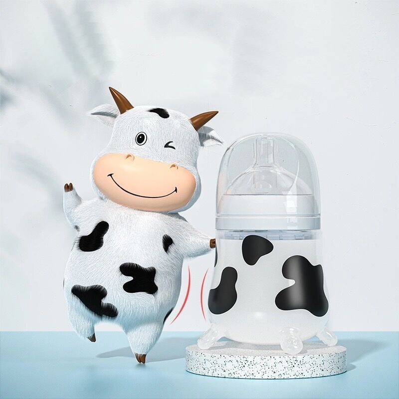 

Silicone Baby Feeding Bottle Cute Cow Imitating Breast Milk For born Infant Anti colic Anti choking Milk Feeding Supplies 220318
