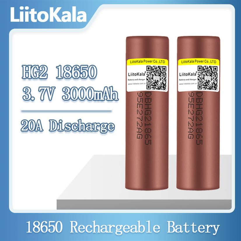 

LiitoKala New Original 3.7v 18650 battery HG2 3000mAh Lithium Rechargeable Batteries Continuous Discharge 30A For Drone Power Tool258x