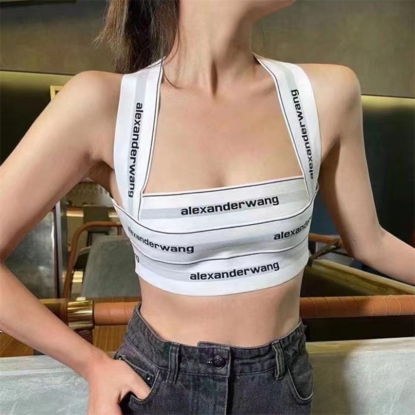 Sexy Fashion Striped Letter Tie Corset Top Women Tight Sling Cross Cutout Street Party Y2k Clothes Crop Top Women Summer 220519-image-765970806