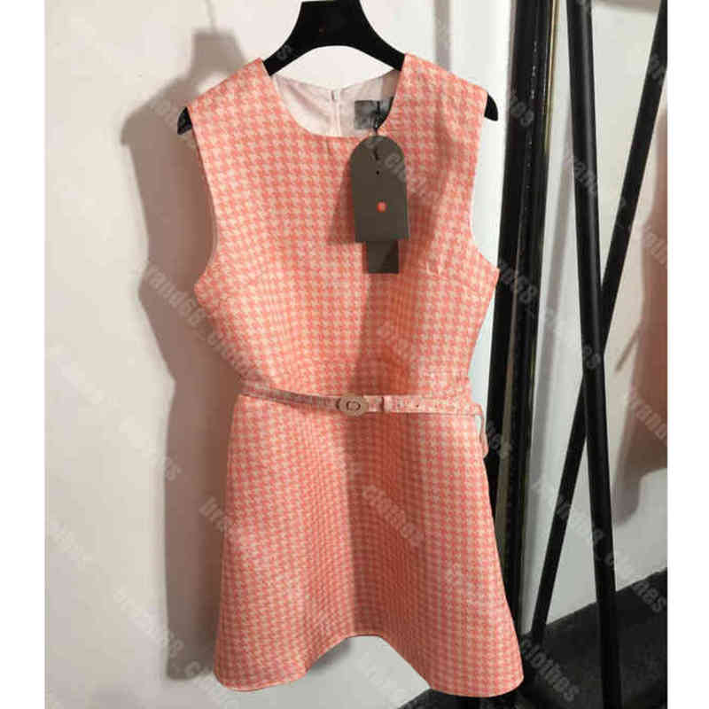 

Designer women Printed Sleeveless Tank Dress logo d..r brand Long Skirt Belt Fit Skirts For Spring Summer Belt Back Zip Lady Slim Dresses Tees Knit Shirt a1