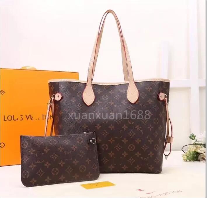 

2pcs set Top quality Women leather bag handbag ladies designer handbags lady clutch purse retro shoulder bags wallets