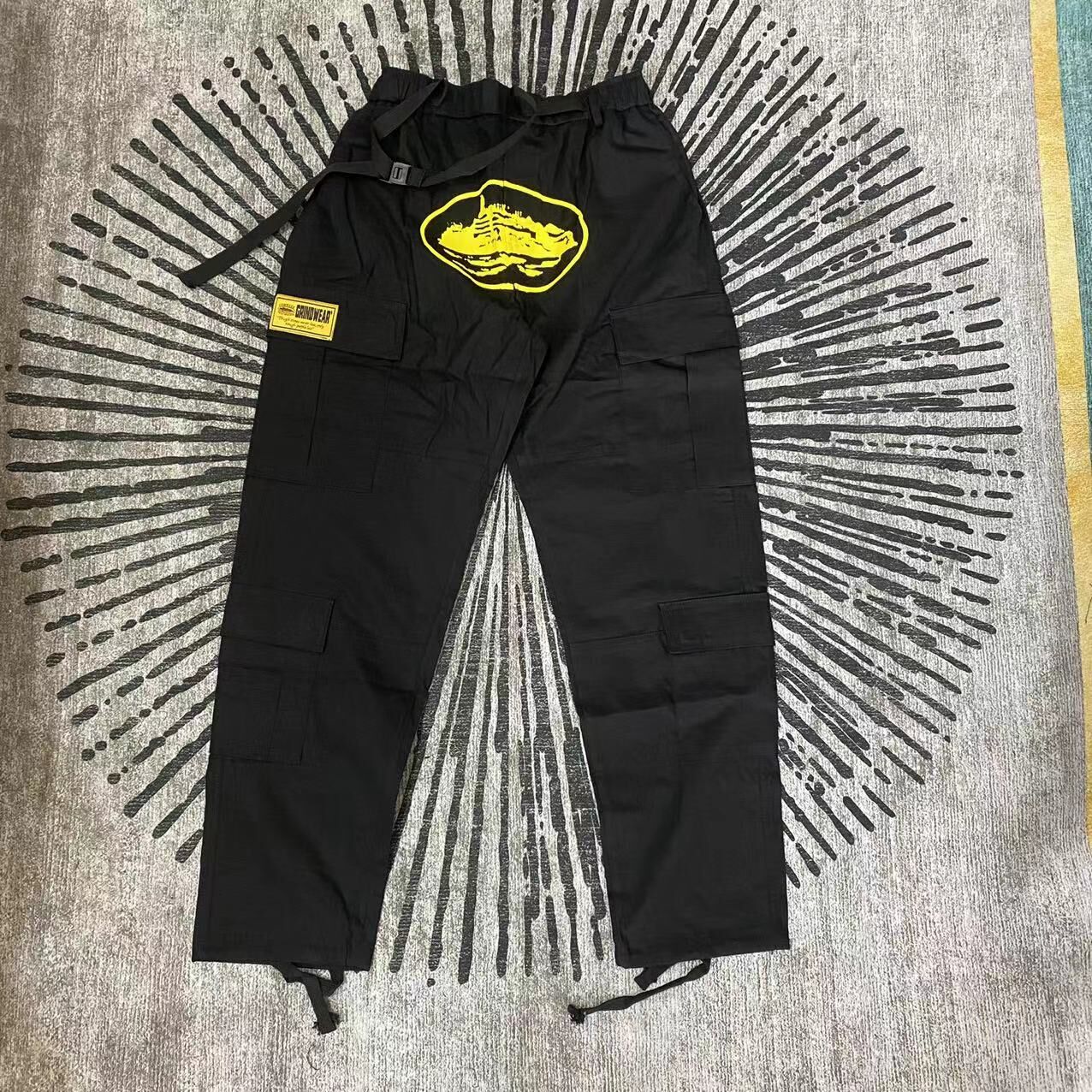 Real Pics High Street Multi-pockets Casual Cargo Pants Mens Straight Oversized Loose Overalls Hip Hop Couple Trousers