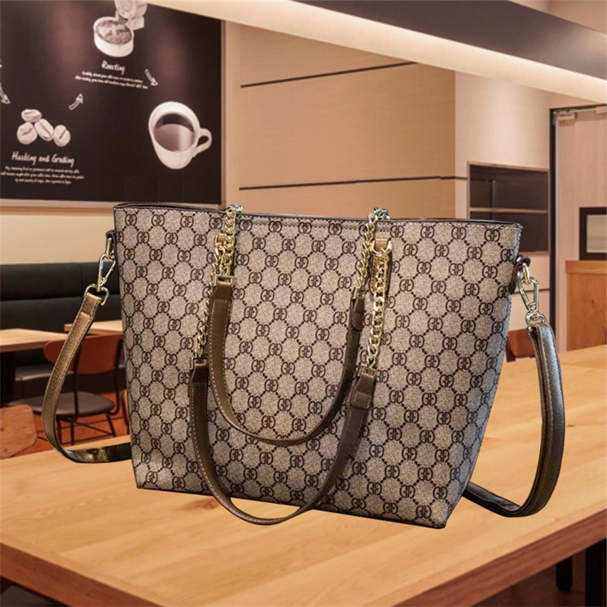 

Purse White Tote Bag spring and summer new printed women's bag large capacity chain shoulder bag atmospheric portable, Gold