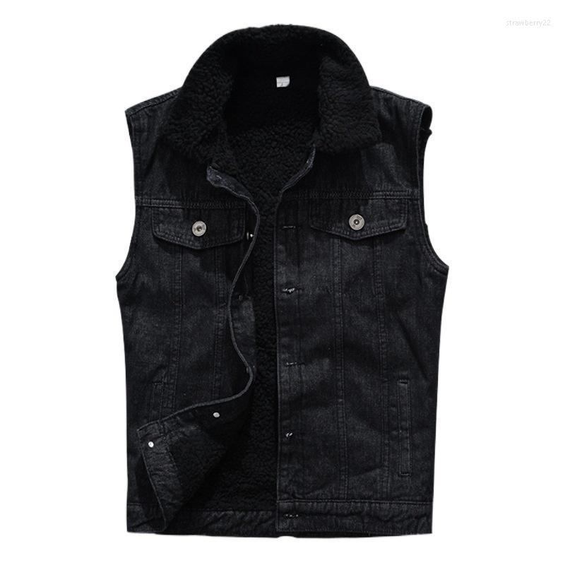 

Men's Vests Autumn Winter Fashion Casual Black Hooded Sleeveless Vest Denim Jacket Street Punk Style Multiple Size Options Stra22