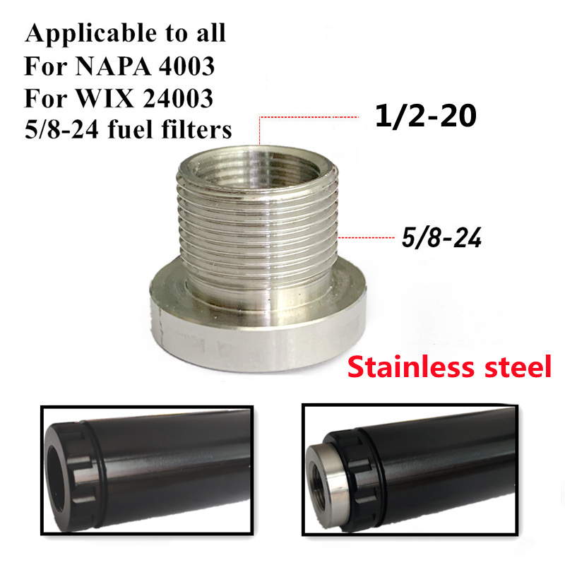 

5/8-24 To 1/2-28 for Barrel Thread Adapter Oil Fuel Filters Solvent Trasp for NAPA 4003 WIX 24003 NAPA4003 Stainless Steel