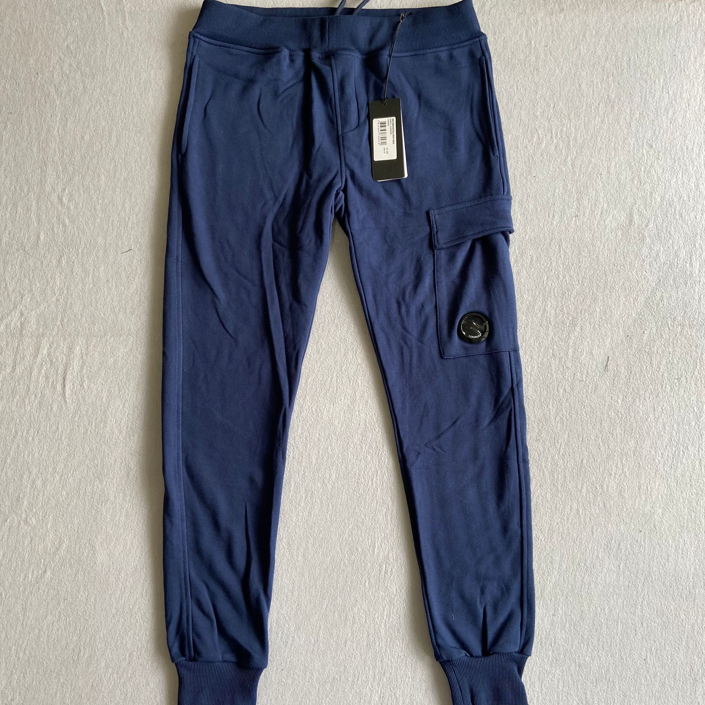 

CP Men Casual Cotton Pants Diagonal Fleece Lens Sweatpants Elastic Waist Pocket Pants, Blue