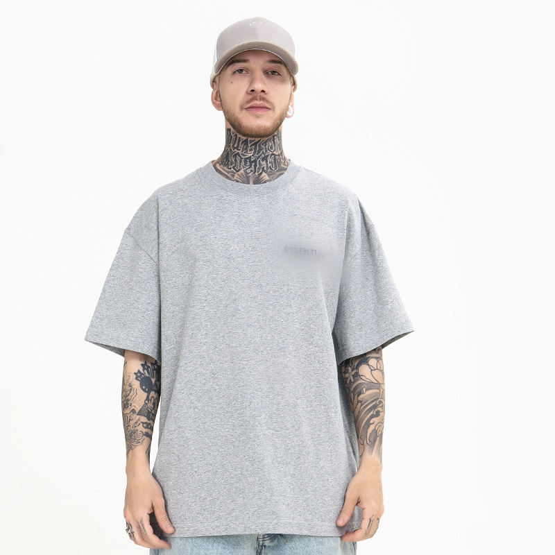 

Summer New Letter Printing Reflective Tops T-shirts For Mens High Street Short Sleeve Casual Loose Tss Tshirt E696, White