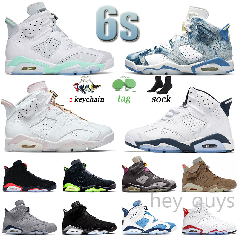 

6 Basketball Shoes Washed Denim 6s Jumpman Designer Sneakers Midnight Navy Sports Metallic Silver Red Oreo UNC British Khaki Men Women Trainers Electric Green EUR 47, 40-47 smoke grey