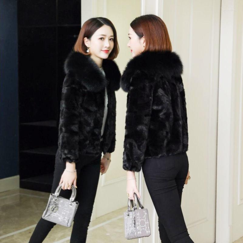 

Women's Fur & Faux Mink Coat Short 2022 Winter Haining Collar Slim Fit With Special Price, See chart