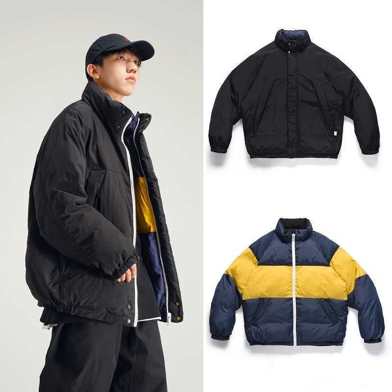 

Men's Down 2021 new American double-sided cotton padded clothes men's high street tide brand winter cotton padded clothes with plush coat and thickened, Black