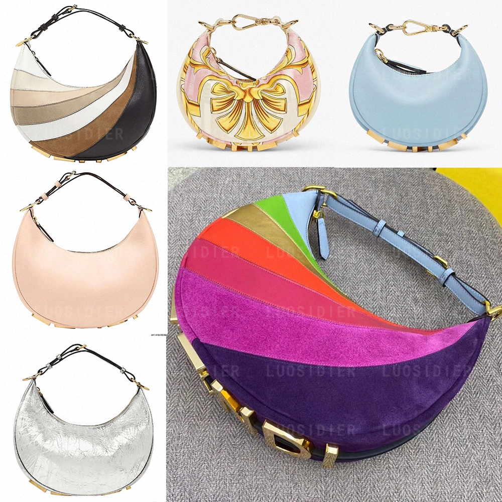 

fendgraphy Small Leather bag with multicolor inlay ff Crescent designer luxury handbag purses Messenger handbags crossbodys Shoulder Bag Nano graphy metal, Customize