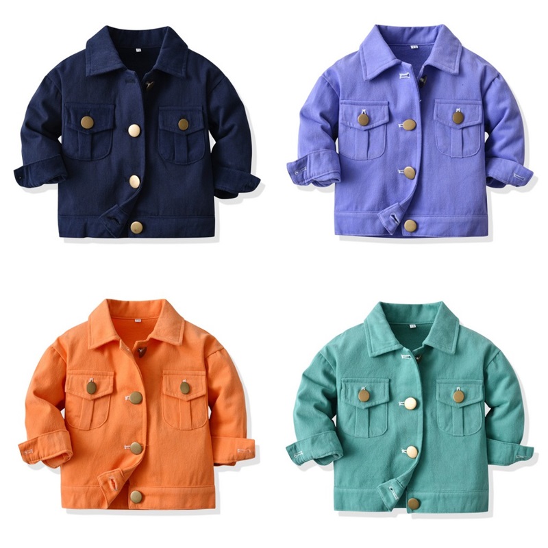 

Baby Jackets Fleece Button Colorful Kids Jacket Clothing Turn-down Collar Spring And Autumn Children Outwear Clothes 299 E3, Orange