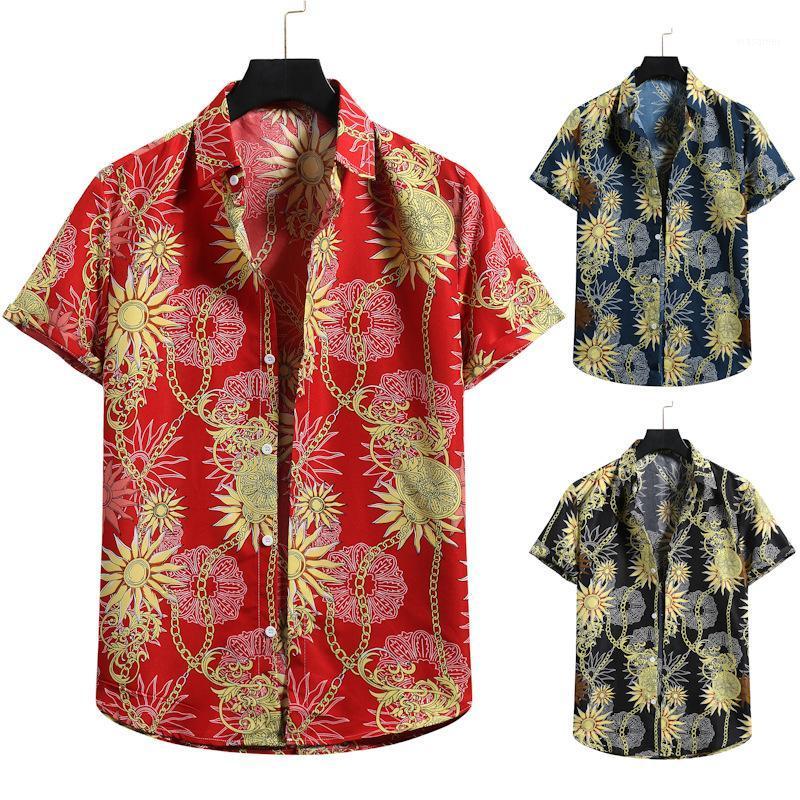 

Men' Beach Shirt Casual Cotton And Linen Short-sleeved Floral Men Summer Shirts, Black
