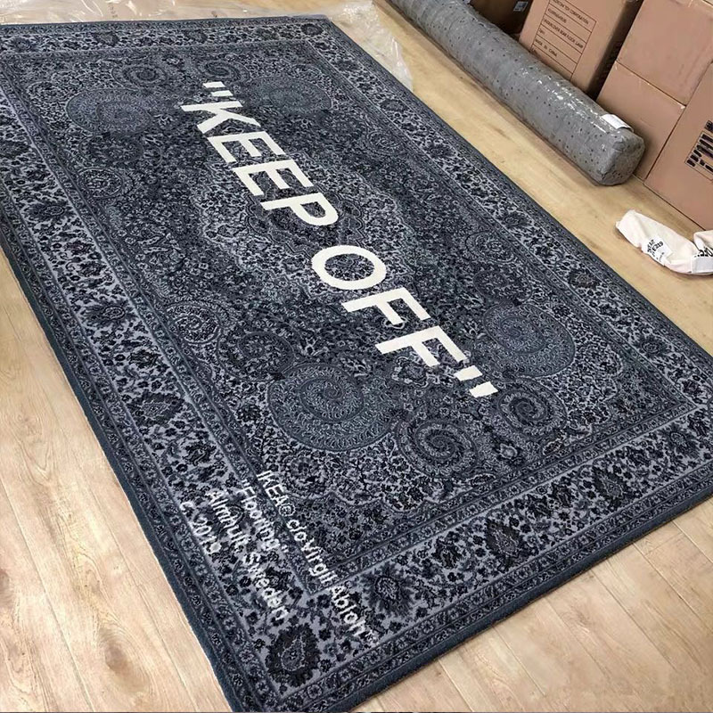 

Neew Upgrade White Cashew Fower Keep Off Carpets Floor Mats Trendy Designer Carpet Decorations Rug