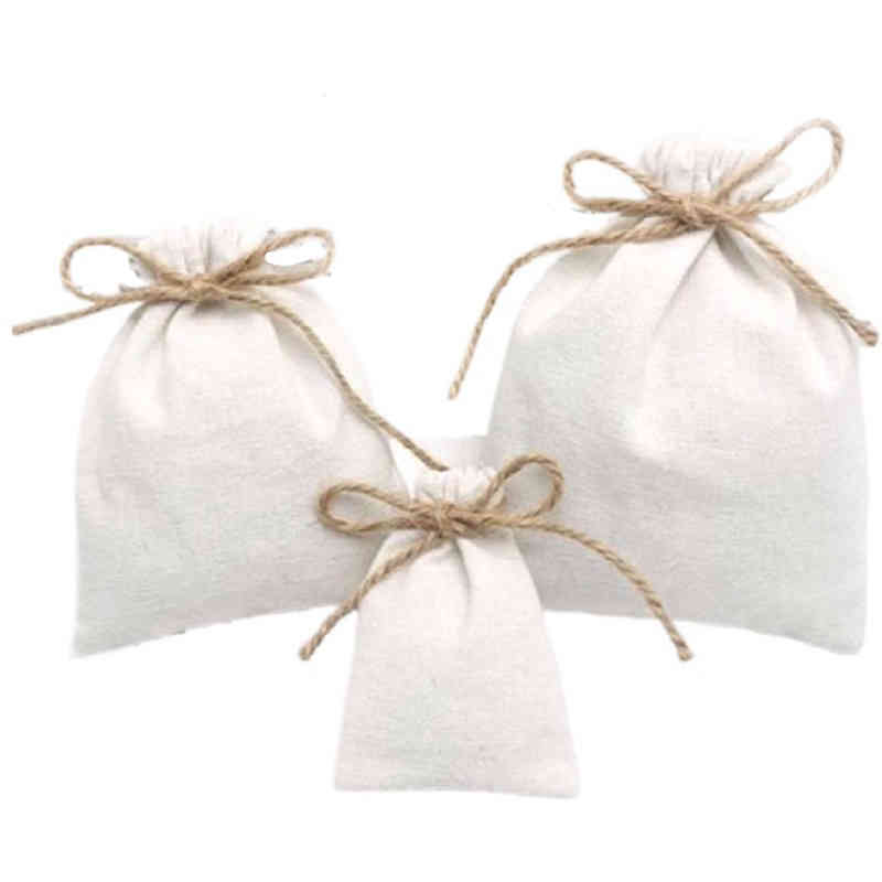 

Cotton Gift Bags Burlap Rope 8x10cm 9x12cm 10x15cm 13x17cm pack of 100 Makeup Jewelry Drawstring Pouches