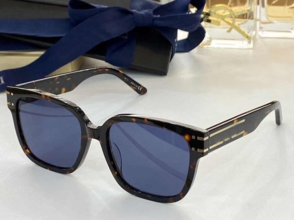 

Newest Women Sunglasses Classic Design Iconic Pieces Modern Casual Chic Brown Tortoiseshell Acetate Frame Gold Finish Metal Lines with Blue Lenses Premium Gifts