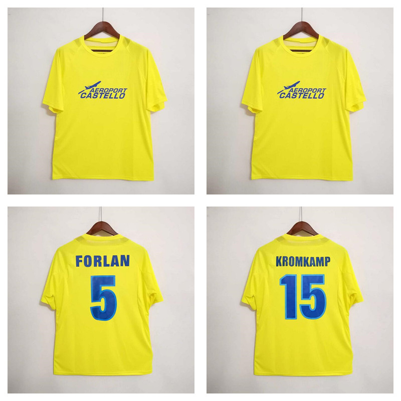 

2005 2006 Camiseta Retro Villarreal Soccer Jerseys 05 06 Home KROMKAMP RIQUELME ROMAN FORLAN CARZOLA Football Shirt Jersey