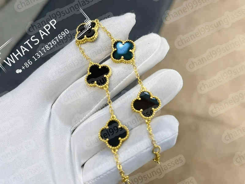 

Classic Fashion 4 Leaf Clover Charm Bracelets Bangle Chain 18K Gold Agate Shell Mother-of-Pearl for Women&Girls linkAA30