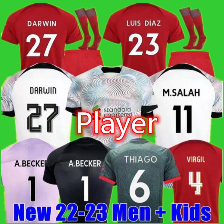 

22 23 season away Liv soccer jerseys 2022 2023 DARWIN 27 Mohamed FIRMINO Diogo A.BECKER Luis DIaz football shirts men kids kits uniforms Minamino Alexander Arnold HOME, Third