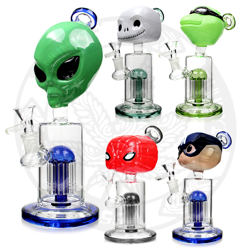 

3D carton Mixed design Color Hookah Recycler Glass DAB Rig Shisha Smoking for Tobacco Bong Water pipe