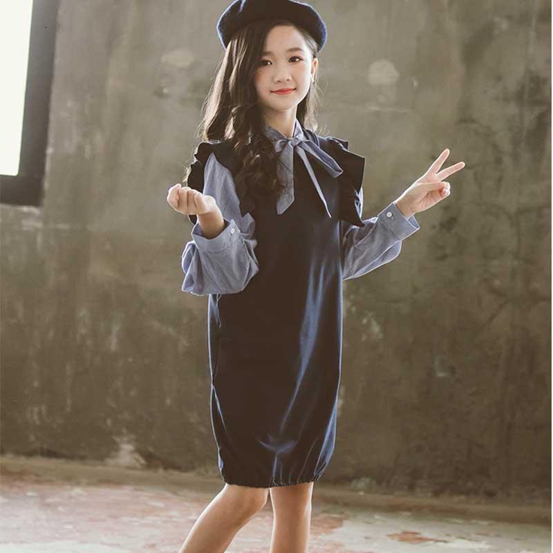 

Clothing Sets School Teenage Girl Autumn Suit Clothes Longs Sleeve Outfit Girls Baby Spring Shirts And Dress Suits, Blue