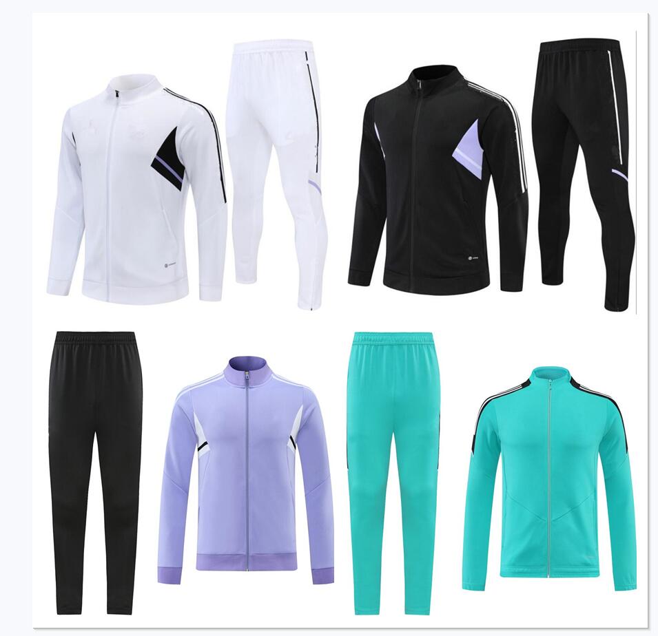 

2022 2023 REAL MADRIDs jacket Soccer Training Suit 22 23 Football adult Tracksuit Chandal Men HAZARD BENZEMA MODRIC Survetement Long zipper uniforms Kit, Black
