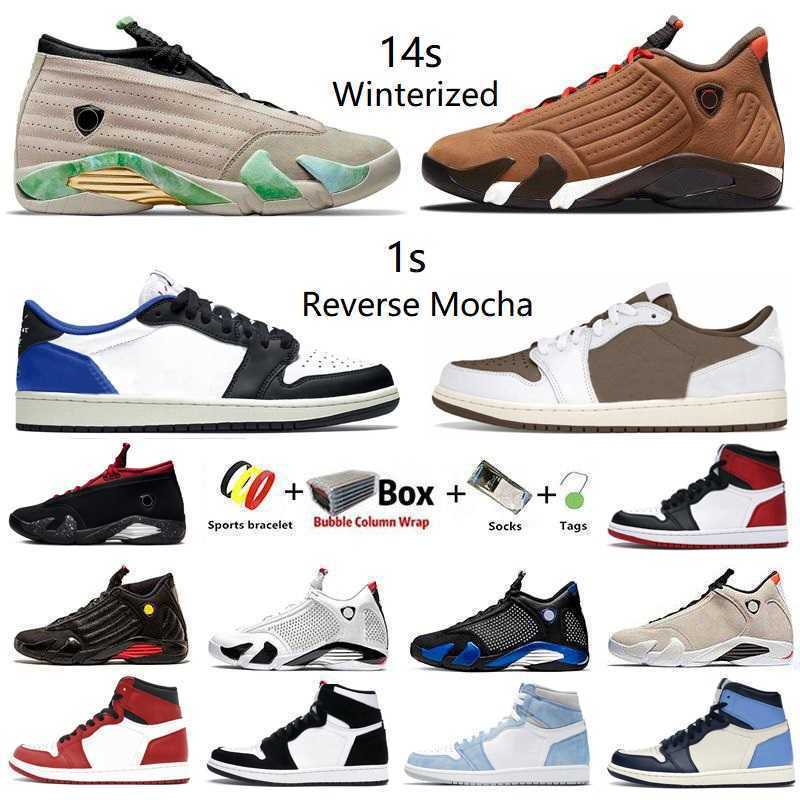 With Box Jumpman shoes 14 Mens basketball Winterized 1 TS x Reverse Mocha 14s Fortune Red Lipstick Twist 1s Cactus Jack Fragment Dark Marina Blue