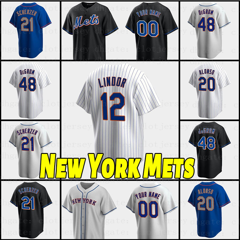 

New Custom York Met Baseball Jersey 23 Javier Báez 12 Francisco Lindor Mens 20 Pete Alonso Women 48 Jacob deGrom Youth 18 Darryl Strawberry 9 Brandon Nimmo 5 David Wright, As shown